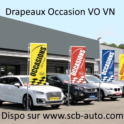  - 50% Pack de 3 Drapeaux Occasion Pavillons Vo Oriflammes Voiles pour l'Auto